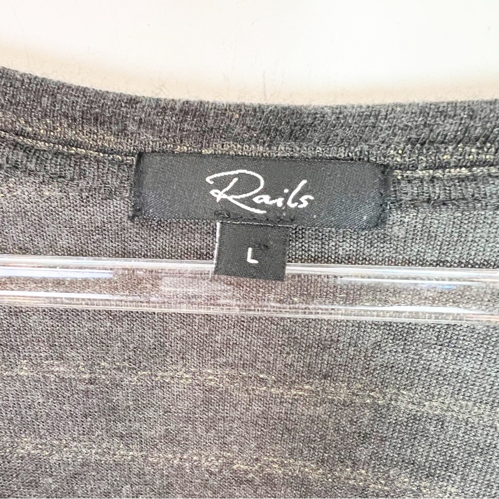 Rails Gray With Metallic Bronze Stripe V-Neck Lon… - image 3